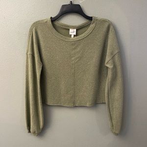 Green Fuzzy Soft Crop Top